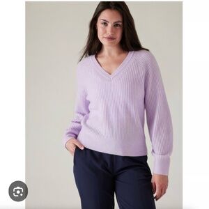 Athleta V Neck Merino Layover Sweater size small NWOT